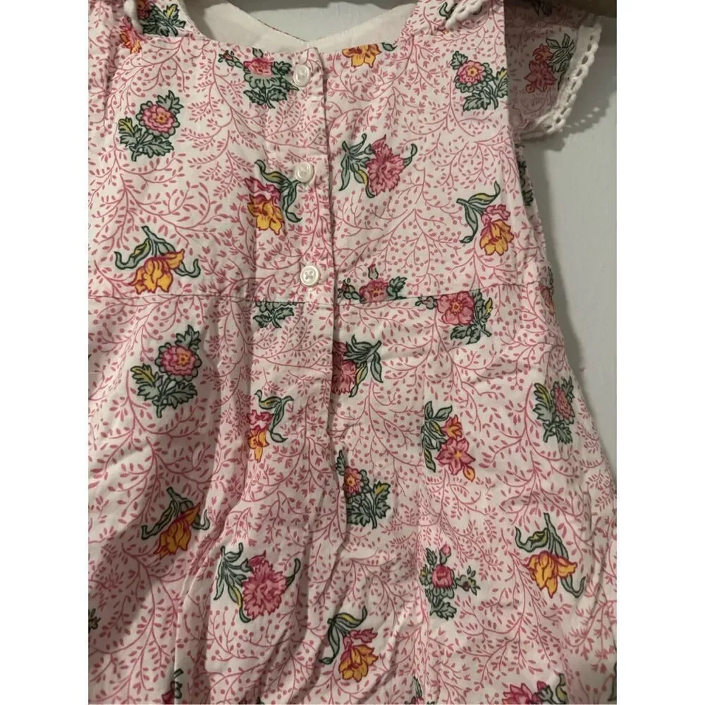 Janie and Jack pink floral ruffle sleeve dress 5